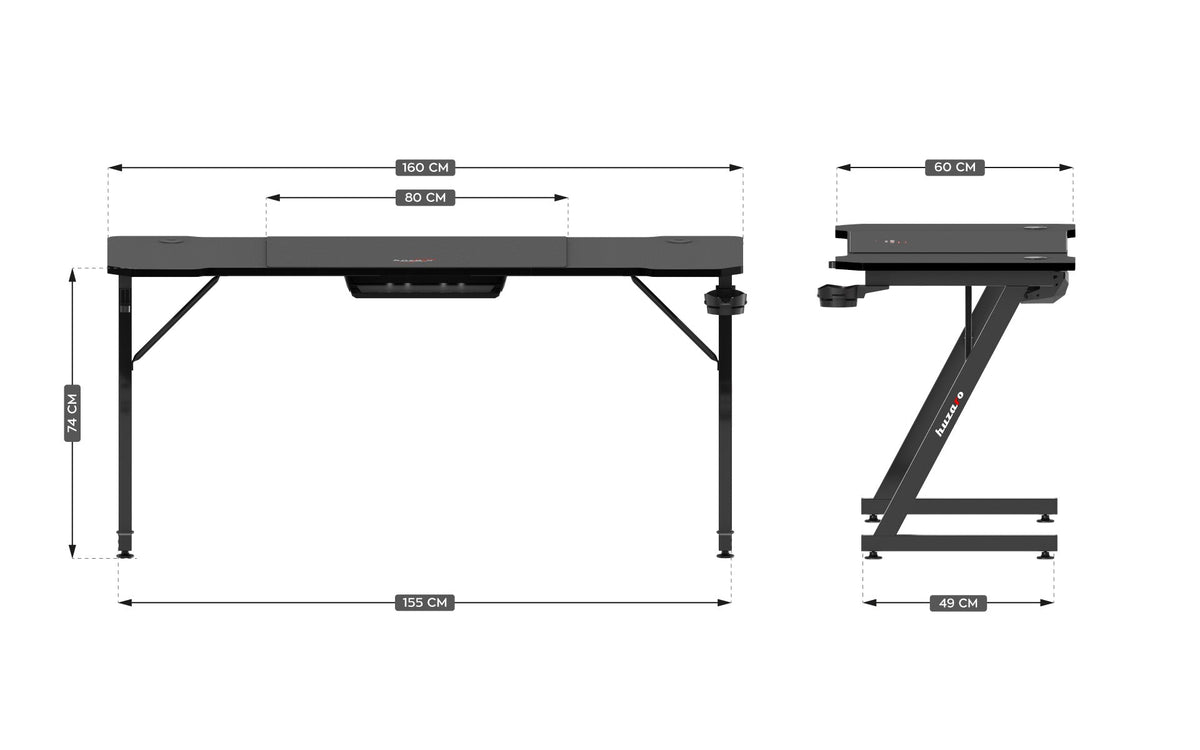 Biurko gamingowe Huzaro Hero 4.8 Black 160 cm