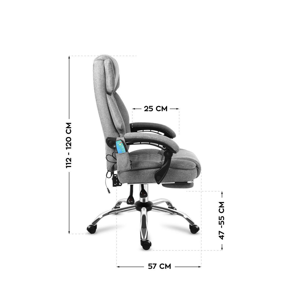 Fotel biurowy z masażem podnóżkiem Mark Adler Boss 6.0 Grey