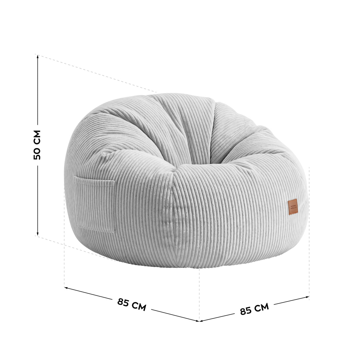 Fotel pufa sztruksowa z podnóżkiem Mark Adler Comfy 3.0 Grey