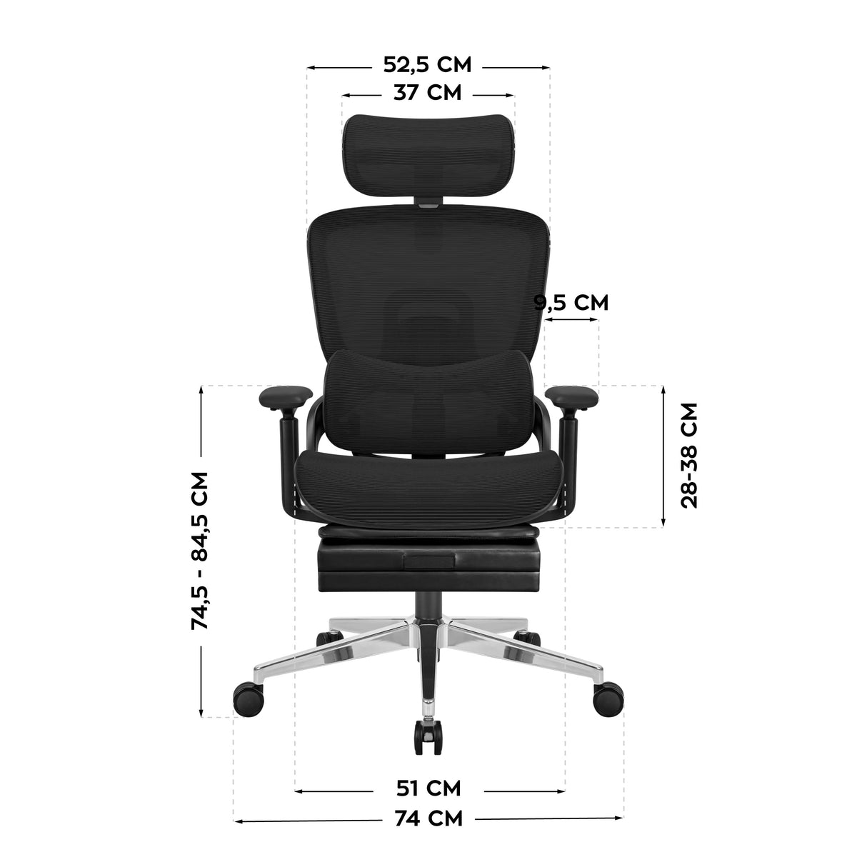 Fotel ergonomiczny z podnóżkiem Mark Adler Expert 9.3 Black
