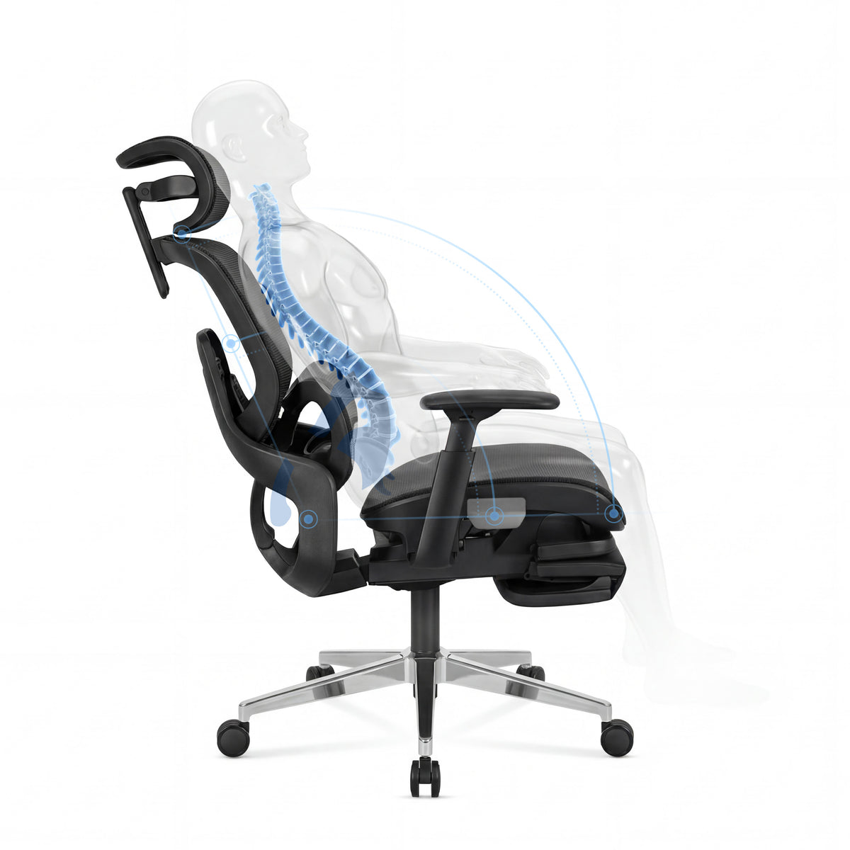 Fotel ergonomiczny z podnóżkiem Mark Adler Expert 9.3 Black