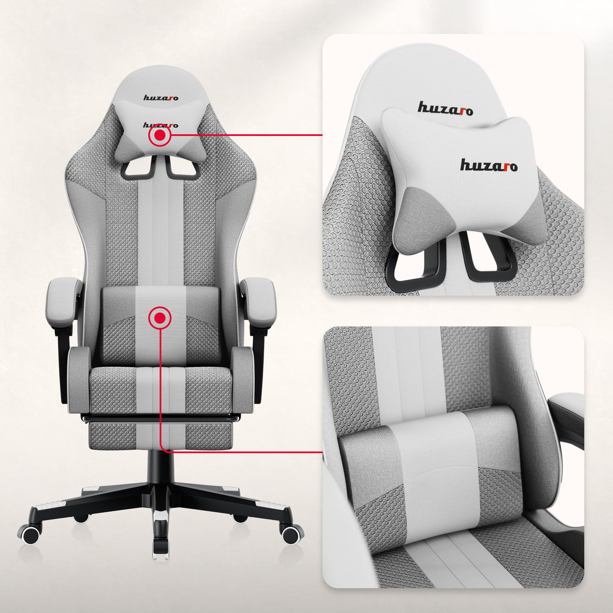 Fotel Gamingowy HUZARO Force 4.7 White Mesh