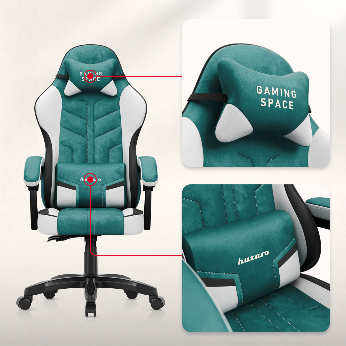 Fotel gamingowy welurowy Huzaro Force 2.7 Green