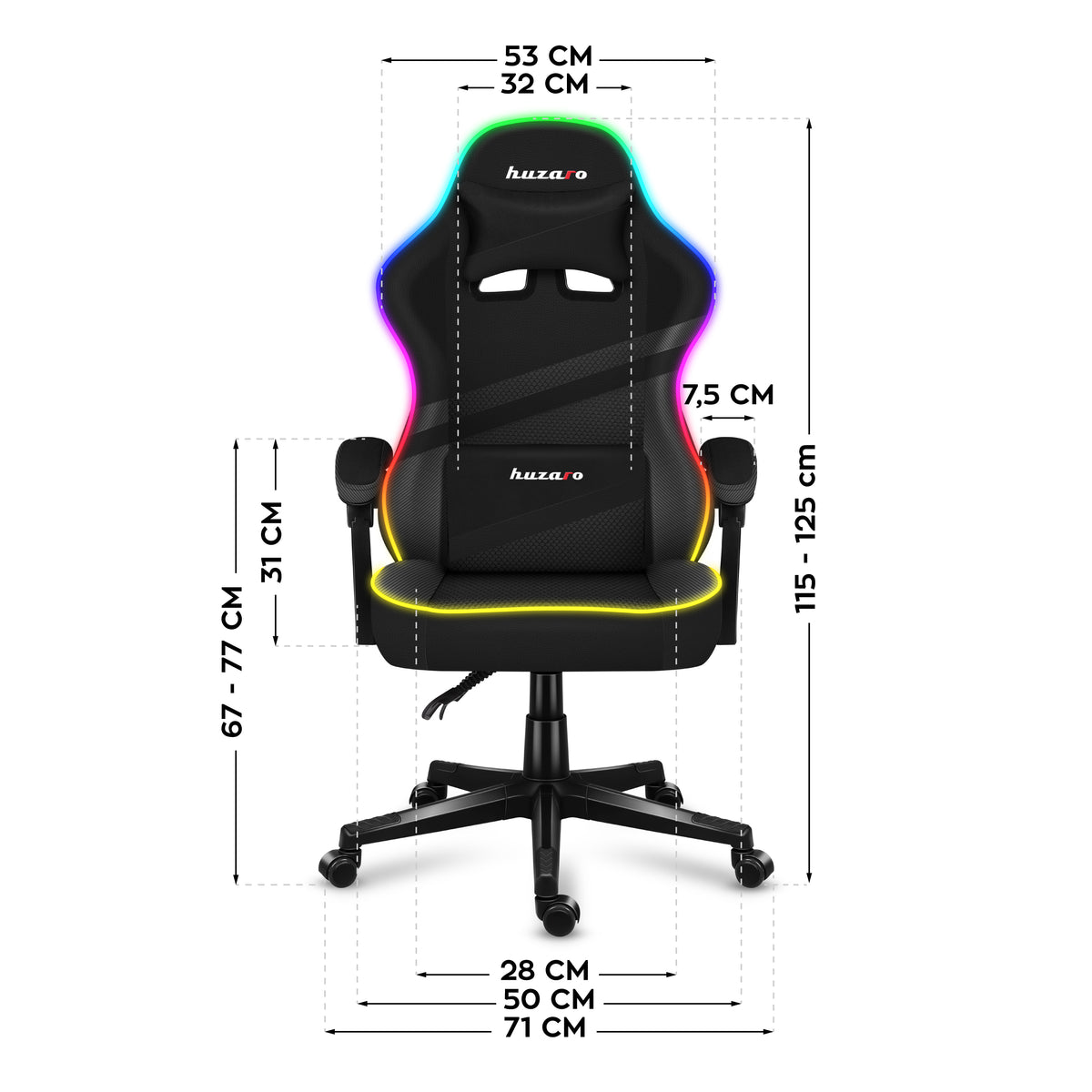 Fotel Gamingowy Huzaro FORCE 4.4 RGB Black Mesh