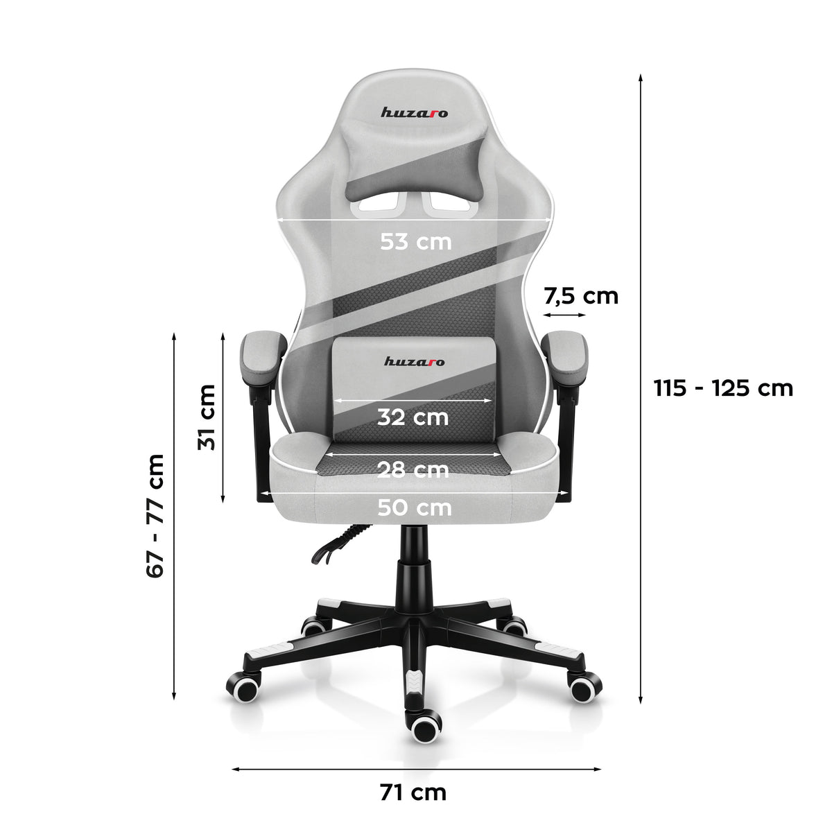 Fotel Gamingowy HUZARO FORCE 4.4 White Mesh
