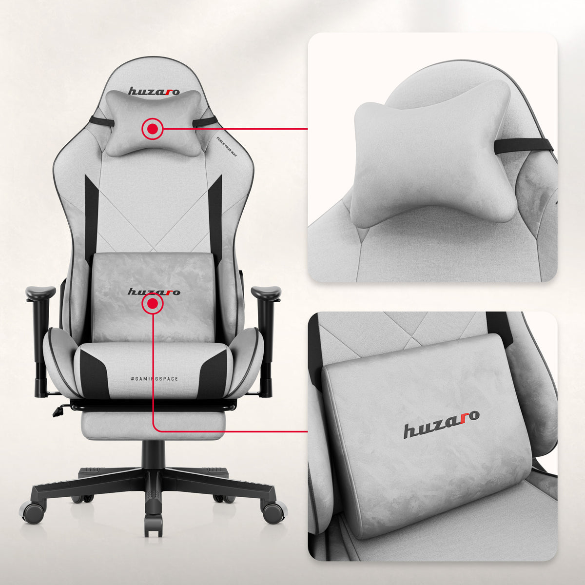 Fotel gamingowy Huzaro Force 5.7 Grey