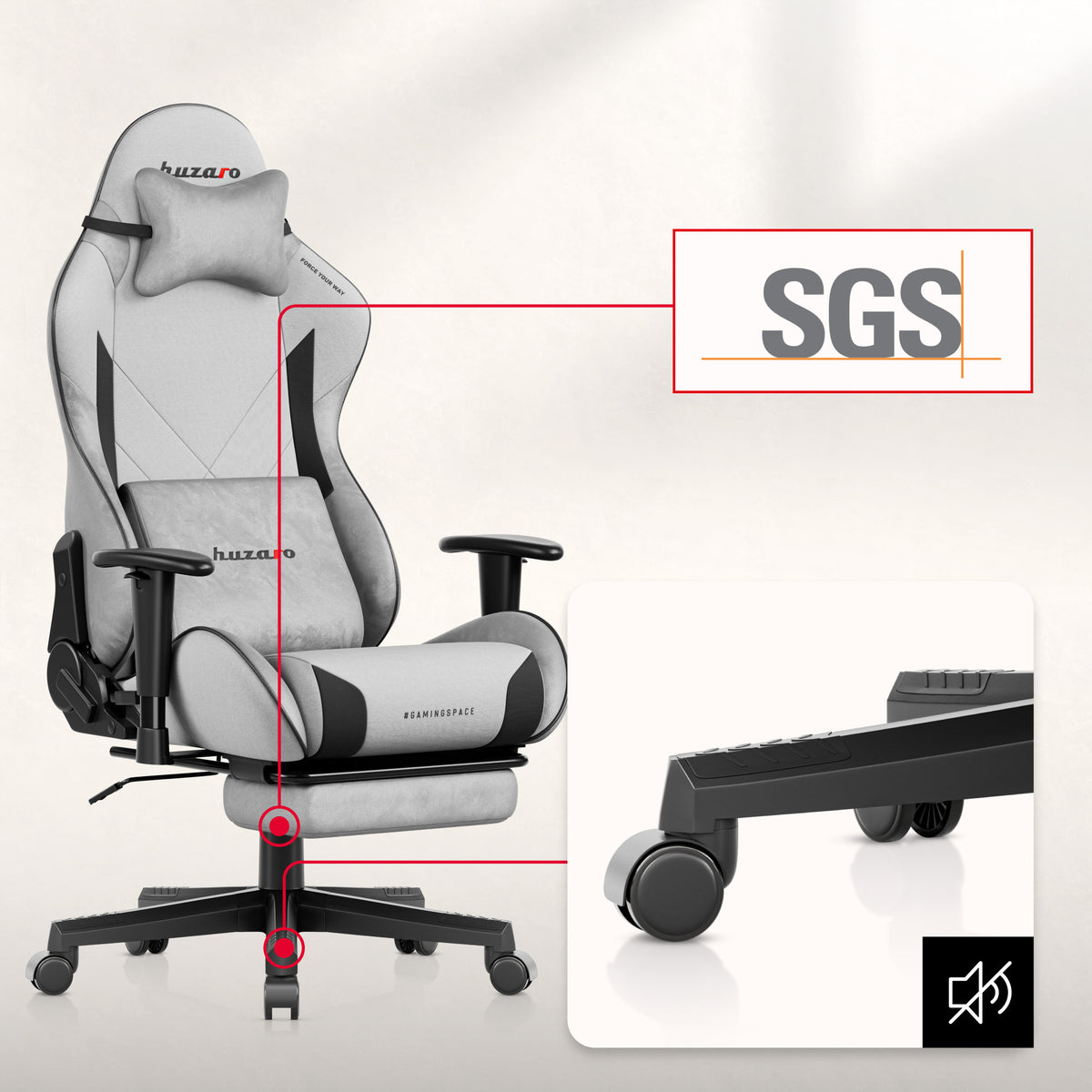 Fotel gamingowy Huzaro Force 5.7 Grey