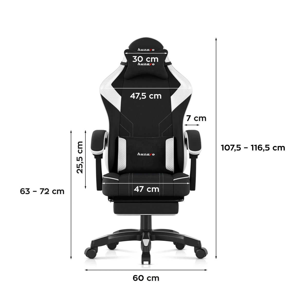 Fotel gamingowy Huzaro Force 3.7 White Carbon