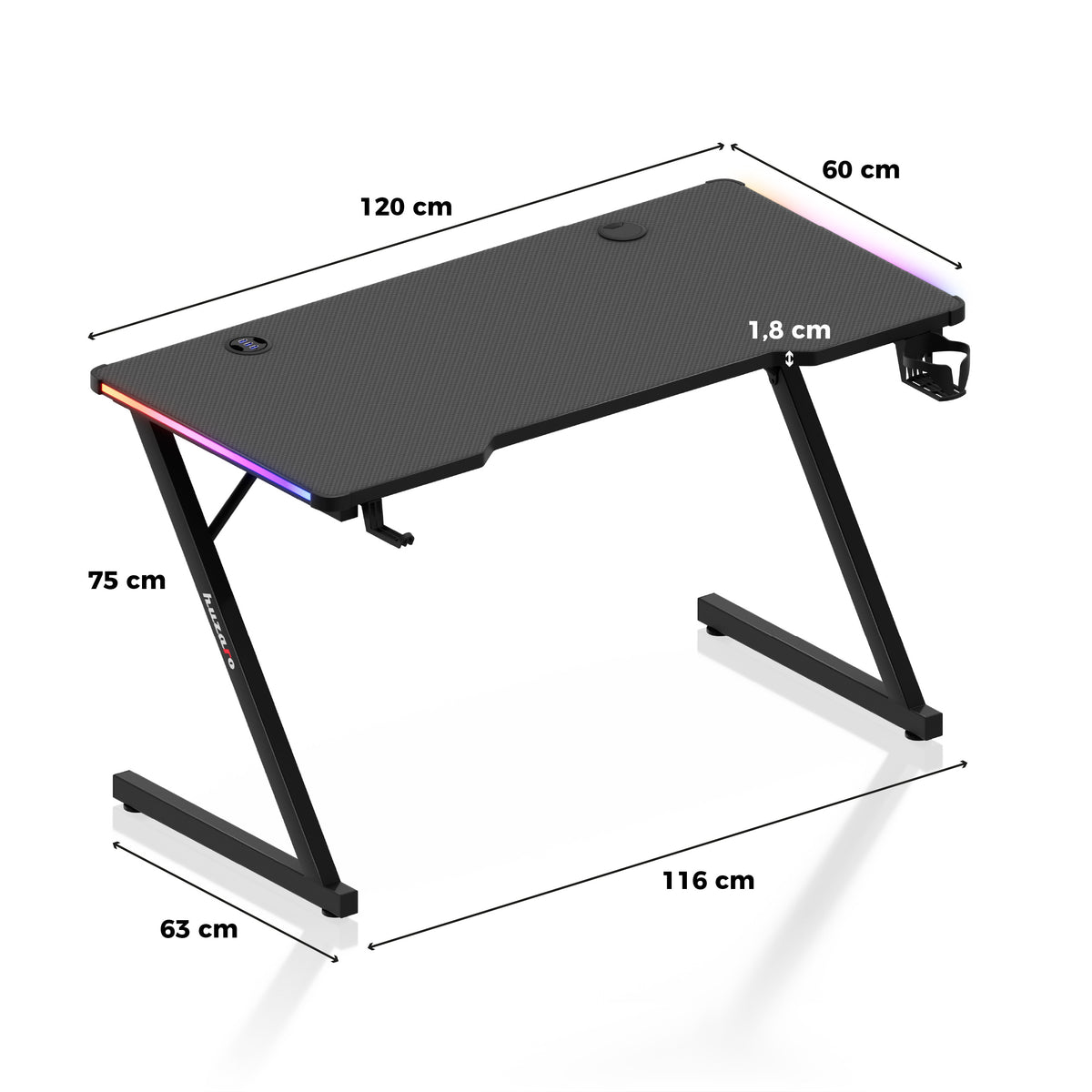 Biurko Gamingowe Huzaro Hero 2.5 RGB LED 120 cm