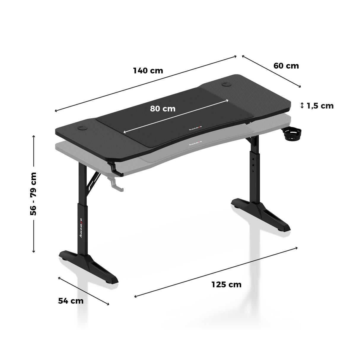 Biurko gamingowe Huzaro Hero 3.6 Black 140 cm