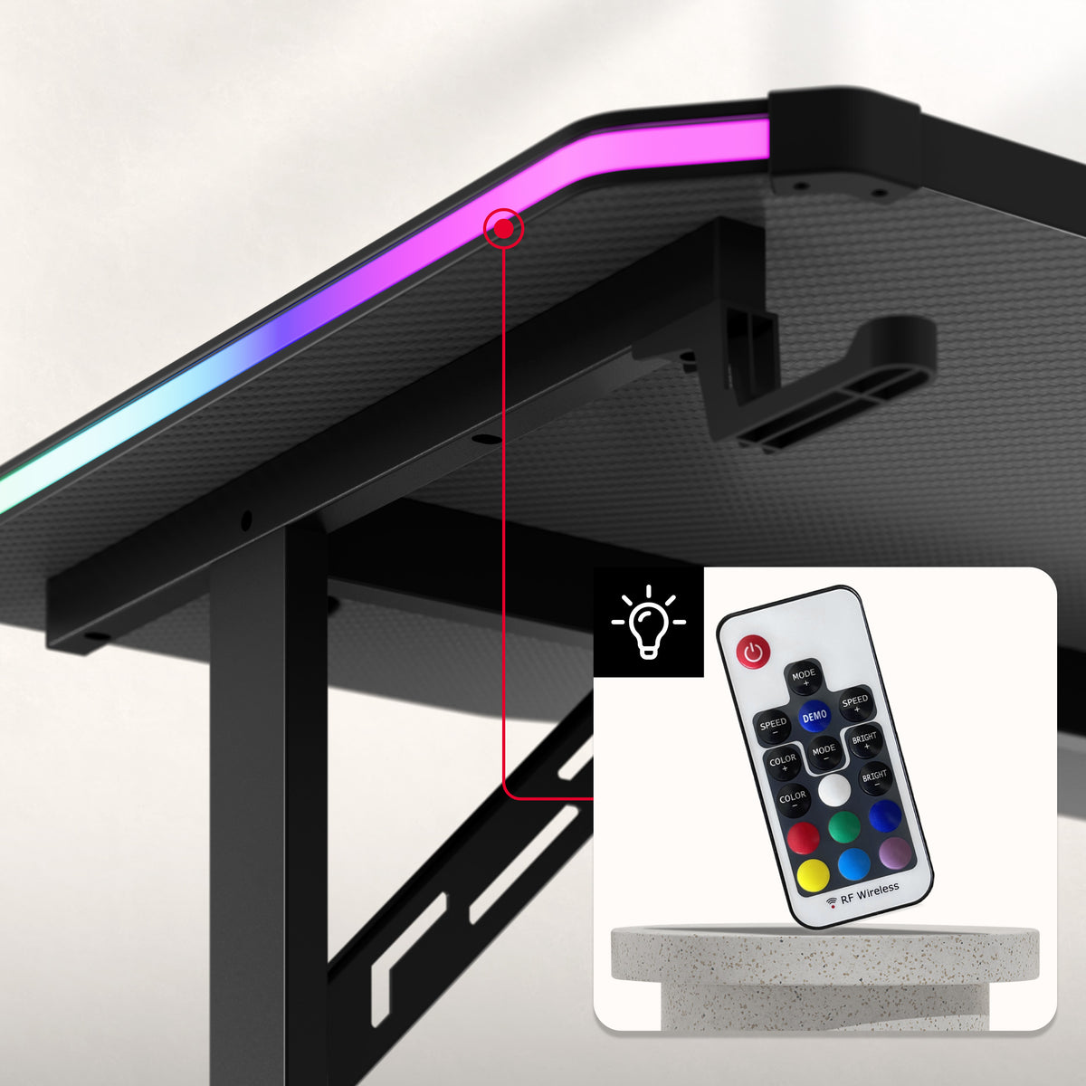 Biurko gamingowe Huzaro Hero 3.6 RGB LED Black 140 cm