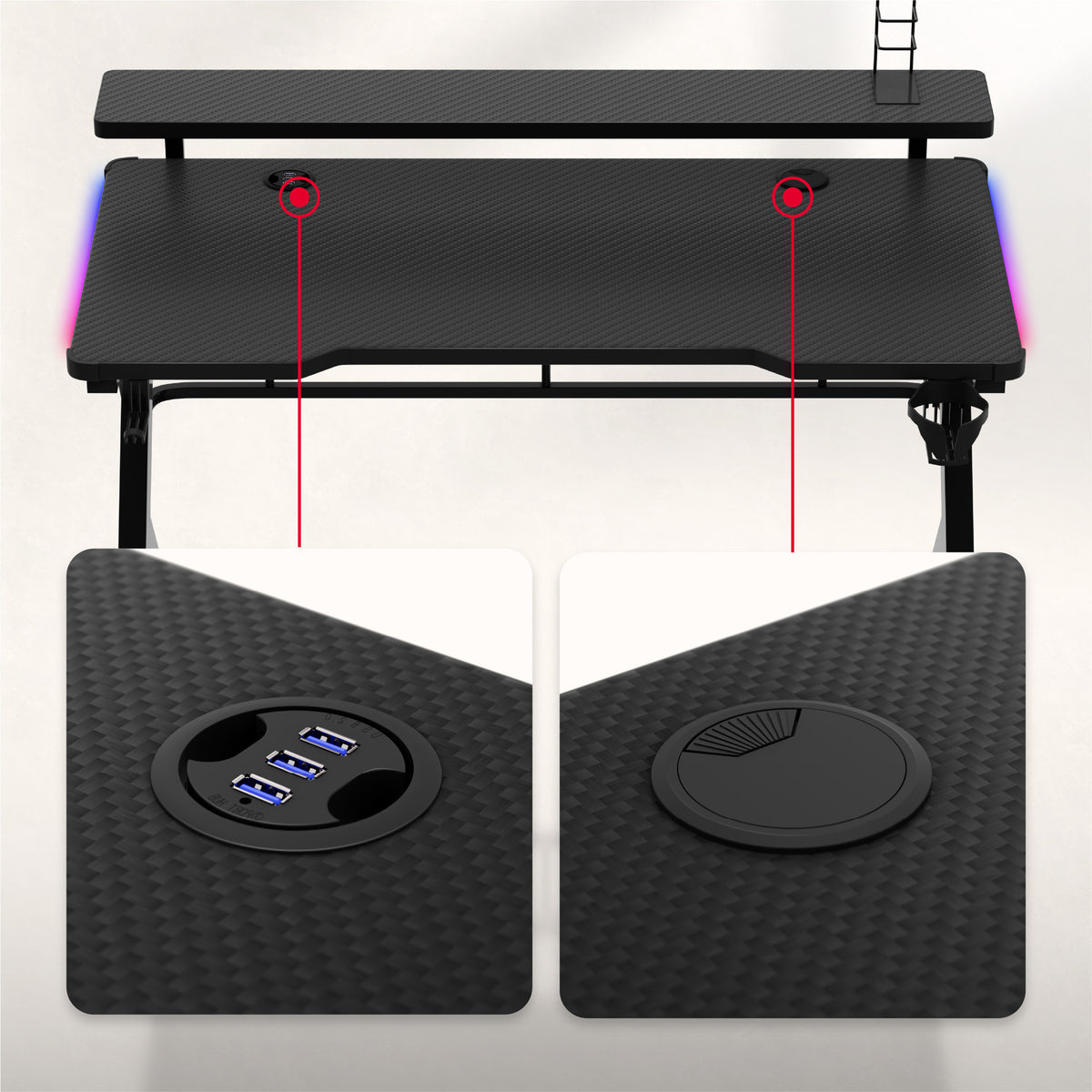 Biurko Gamingowe Huzaro Hero 5.0 RGB LED 120 cm