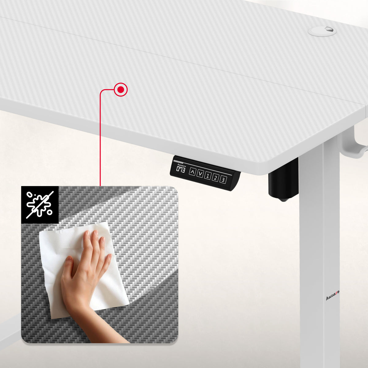 Regulowane biurko na kółkach elektryczne Huzaro Hero 7.8 White