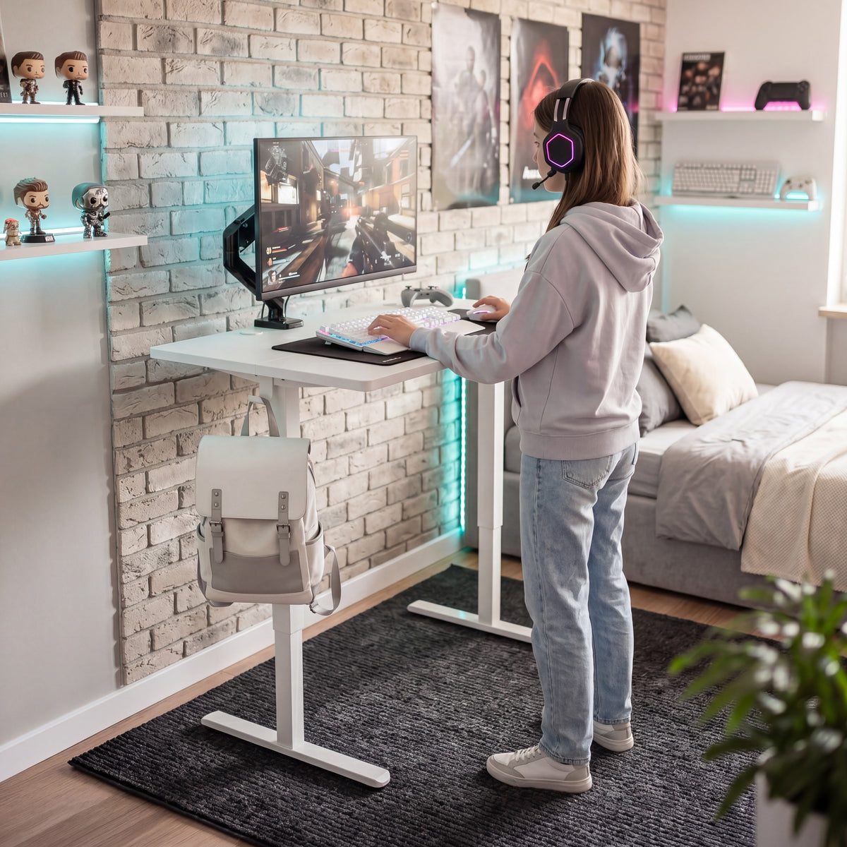 Regulowane biurko na kółkach elektryczne Huzaro Hero 7.8 White