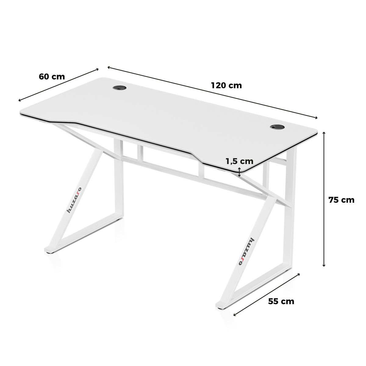 Biurko Gamingowe Huzaro Hero 1.6 White 120 cm