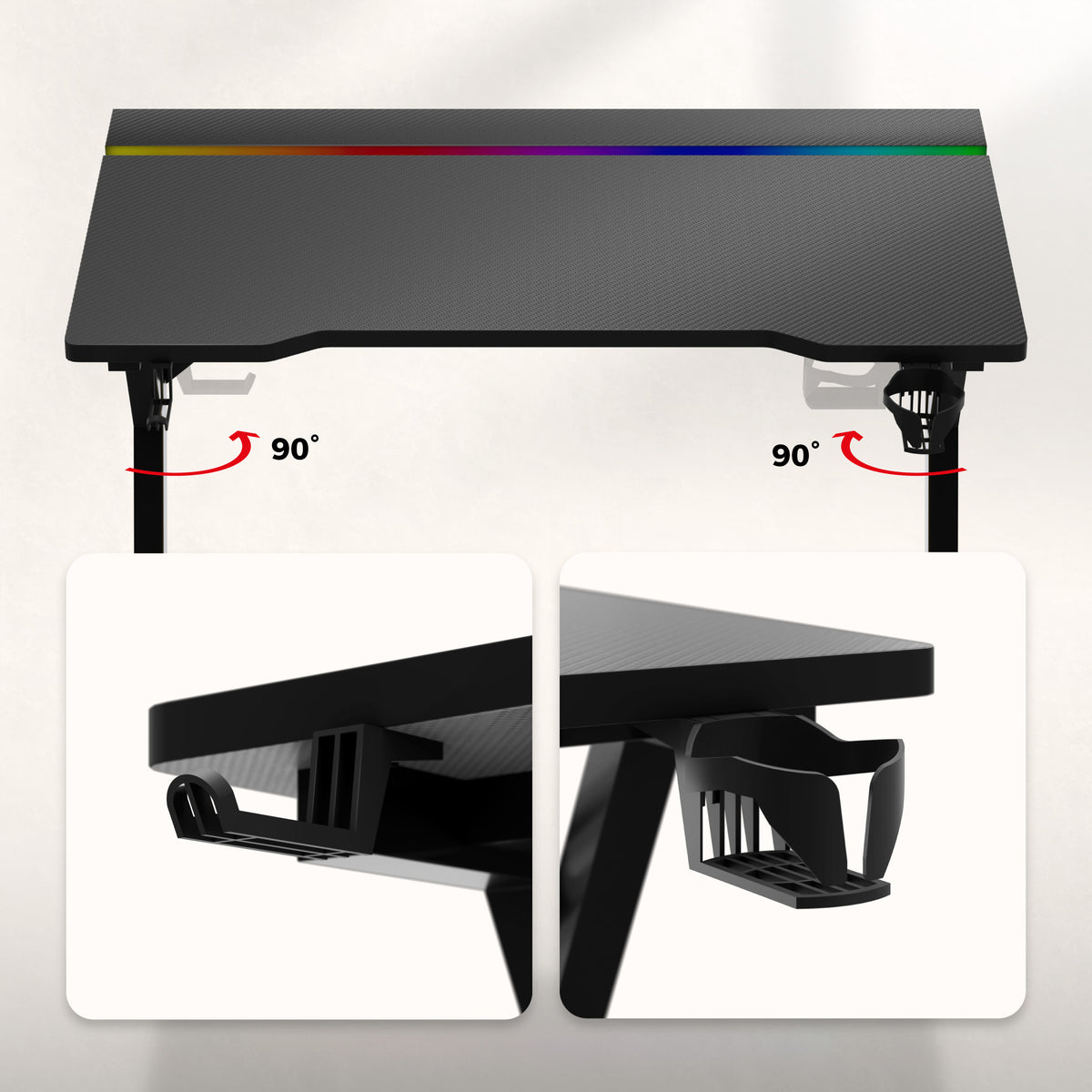 Biurko gamingowe z oświetleniem LED Hero 2.4 RGB Black