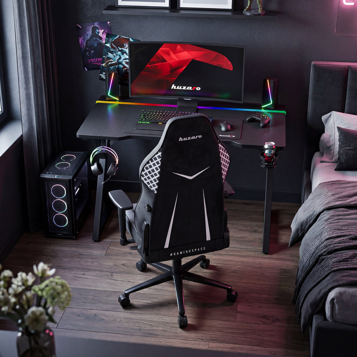 Biurko gamingowe z oświetleniem LED Hero 2.4 RGB Black