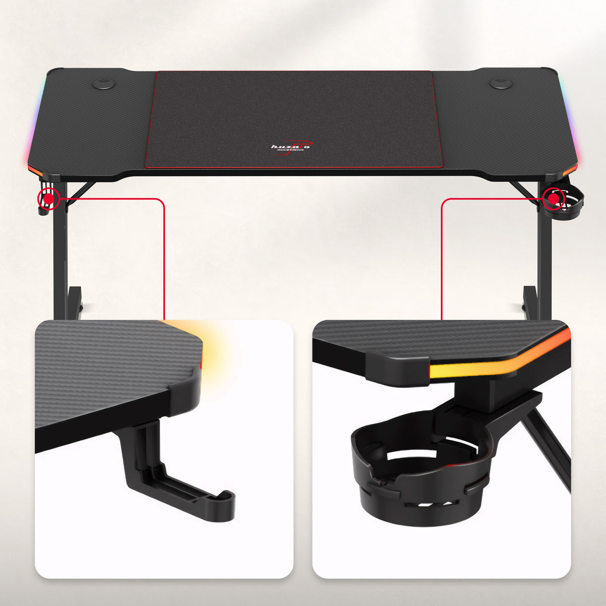 Biurko Gamingowe Huzaro Hero 3.3 RGB 140 cm