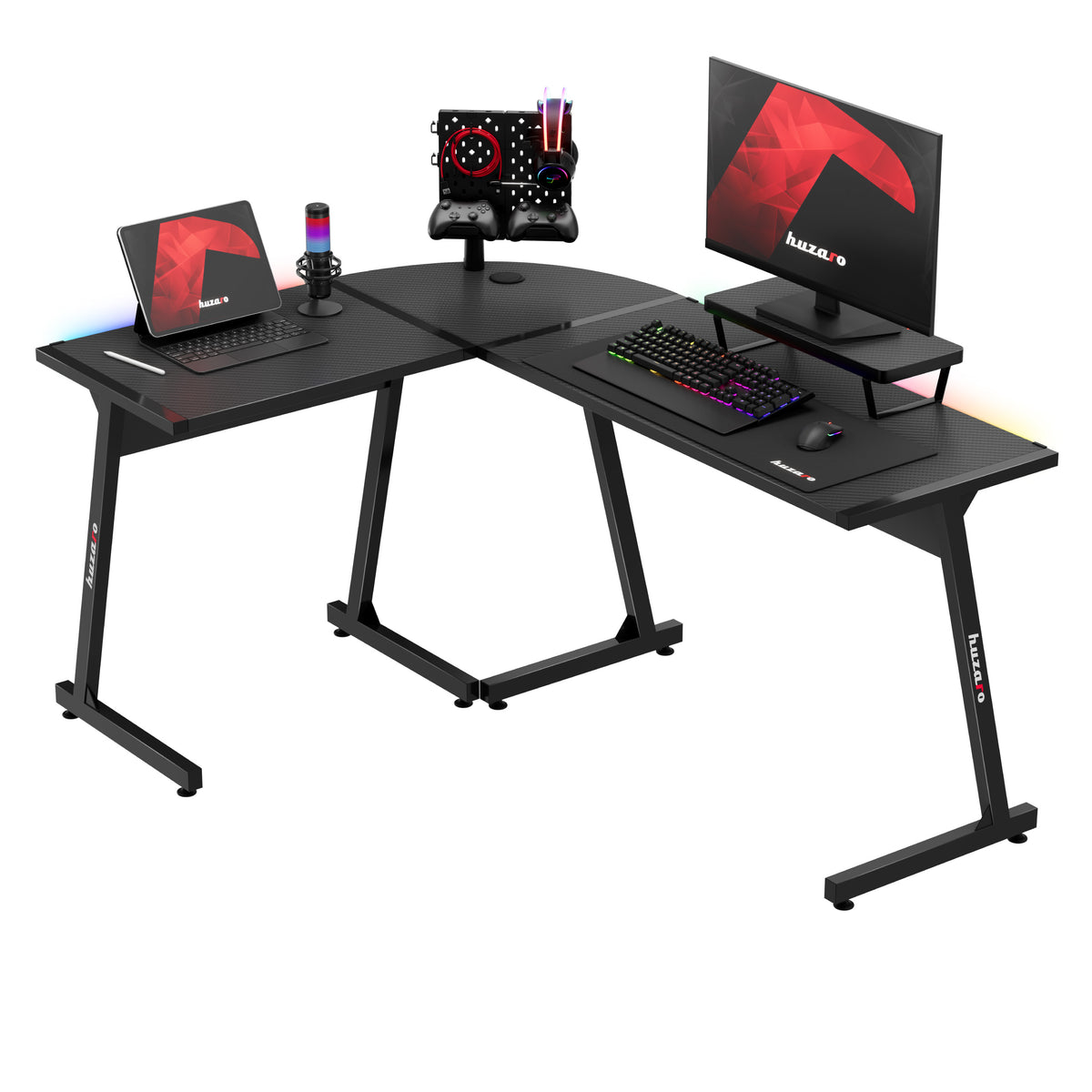 Biurko Gamingowe HUZARO HERO 6.0 Black RGB Smart 147 cm