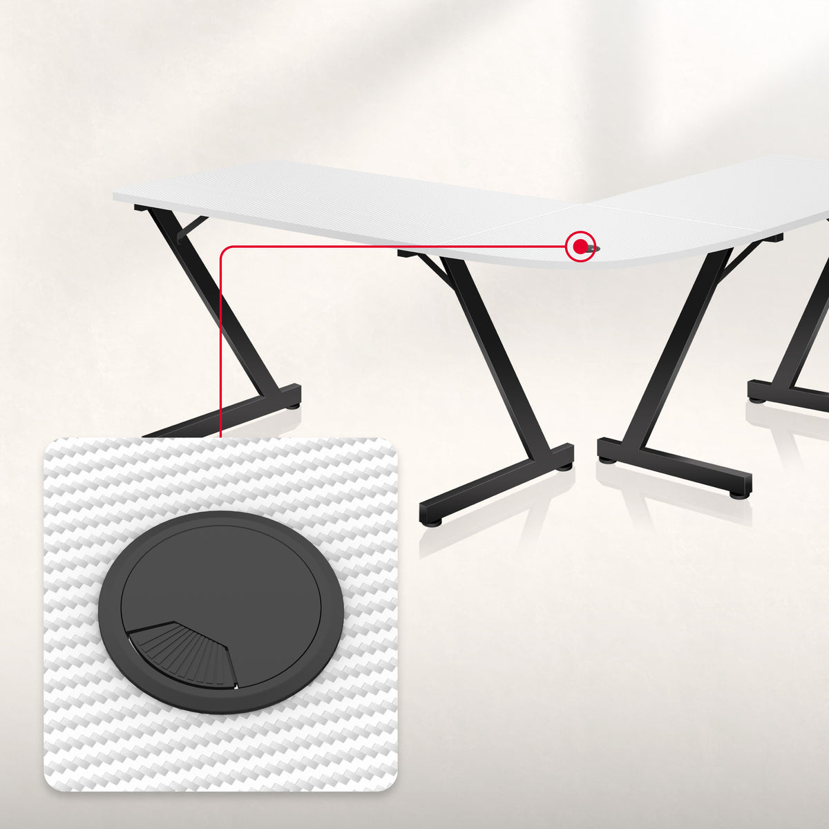 Biurko Gamingowe Huzaro Hero 7.0 White 154 cm