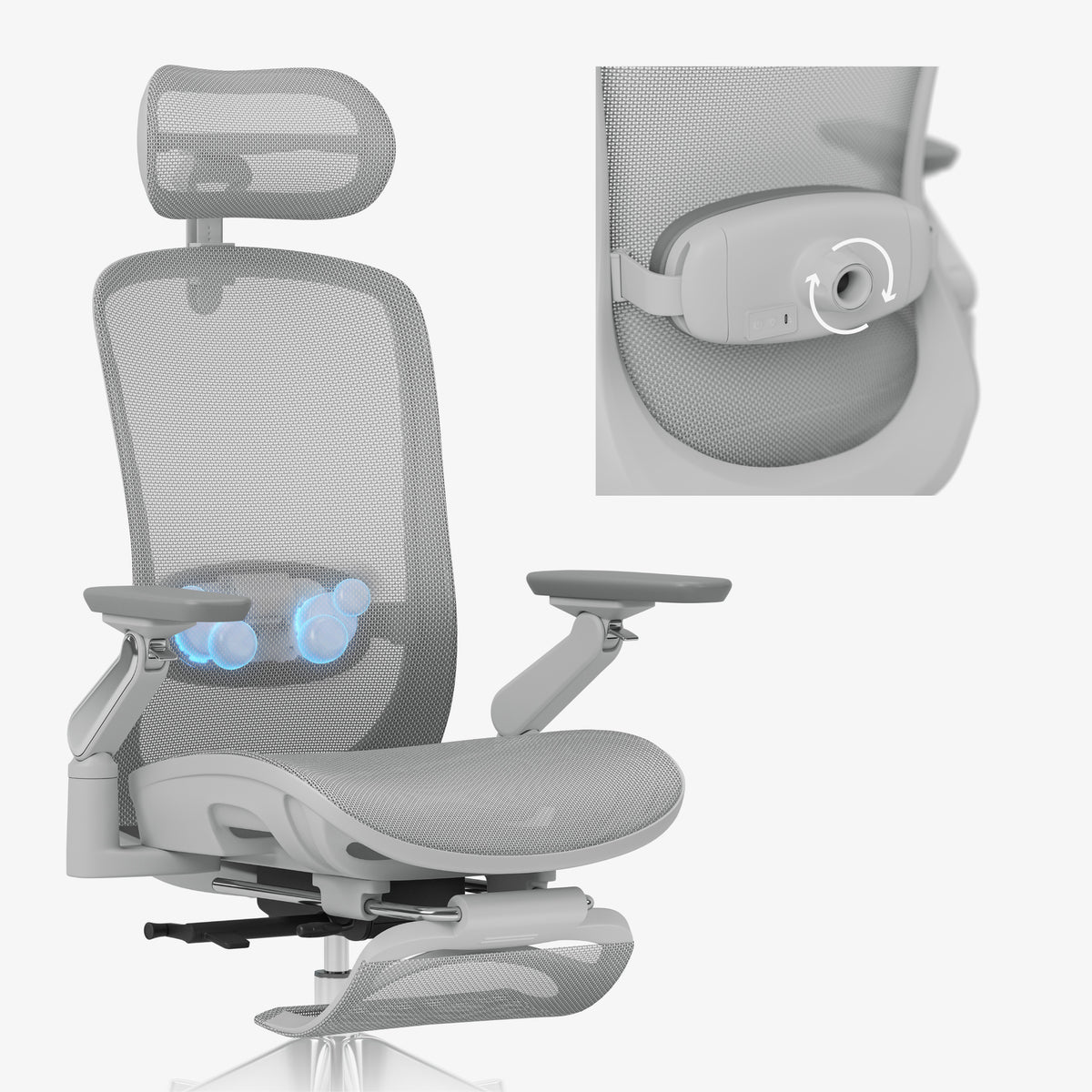 Fotel ergonomiczny z masażem Mark Adler Leadpro 8.7 Grey
