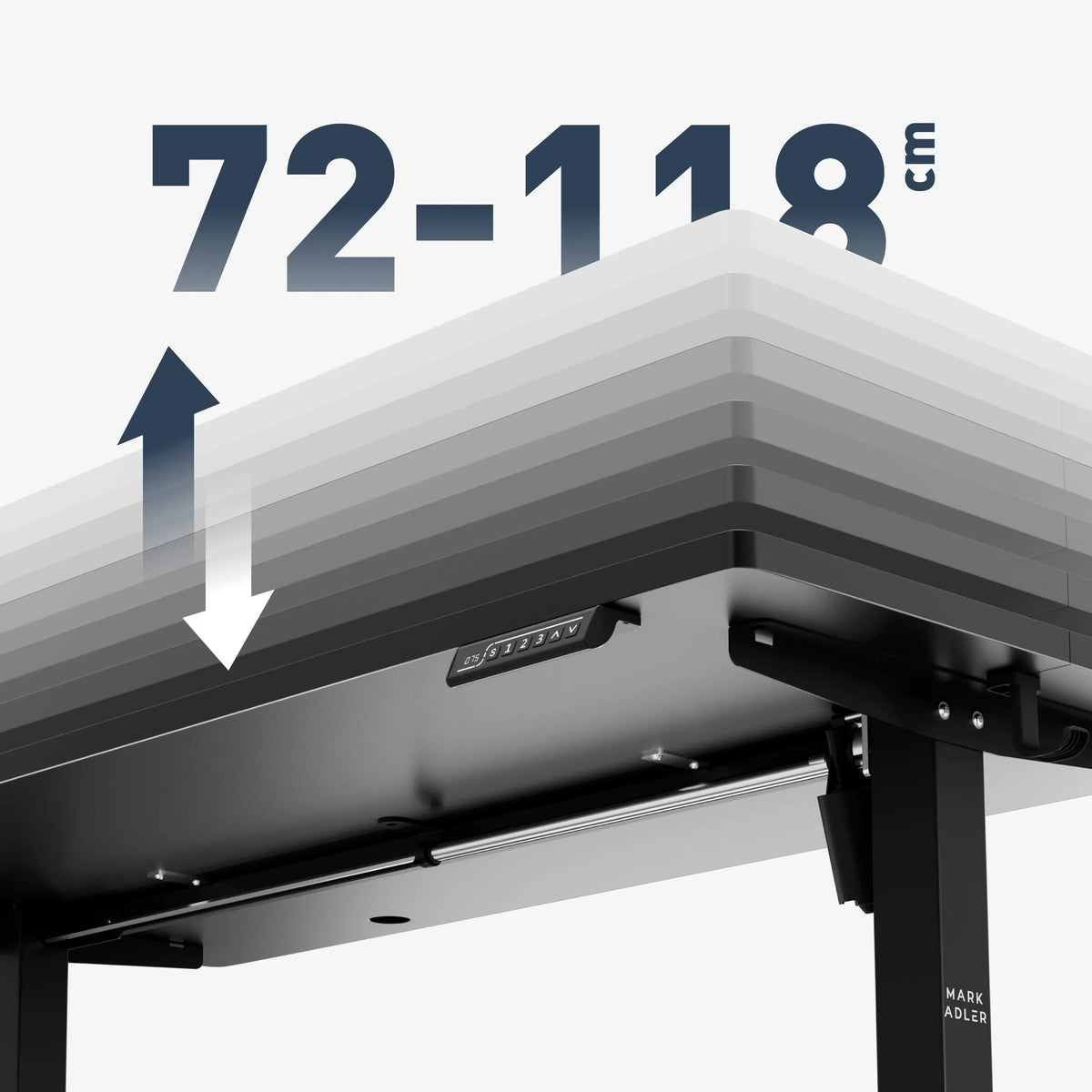 Szeroki zakres regulacji wysokości: 72 – 118 cm