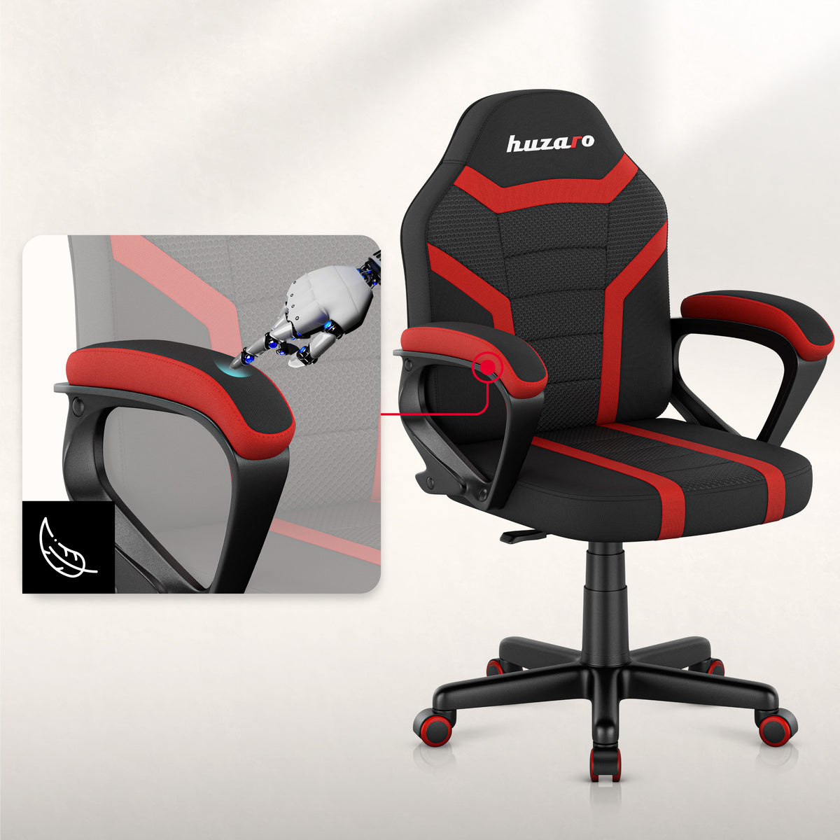Fotel Gamingowy dla dziecka HUZARO RANGER 1.0 Red Mesh