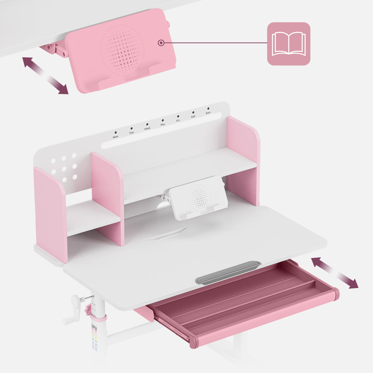 Ergonomiczne biurko dla dziecka Mark Adler Study 5.0 Pink 90 cm