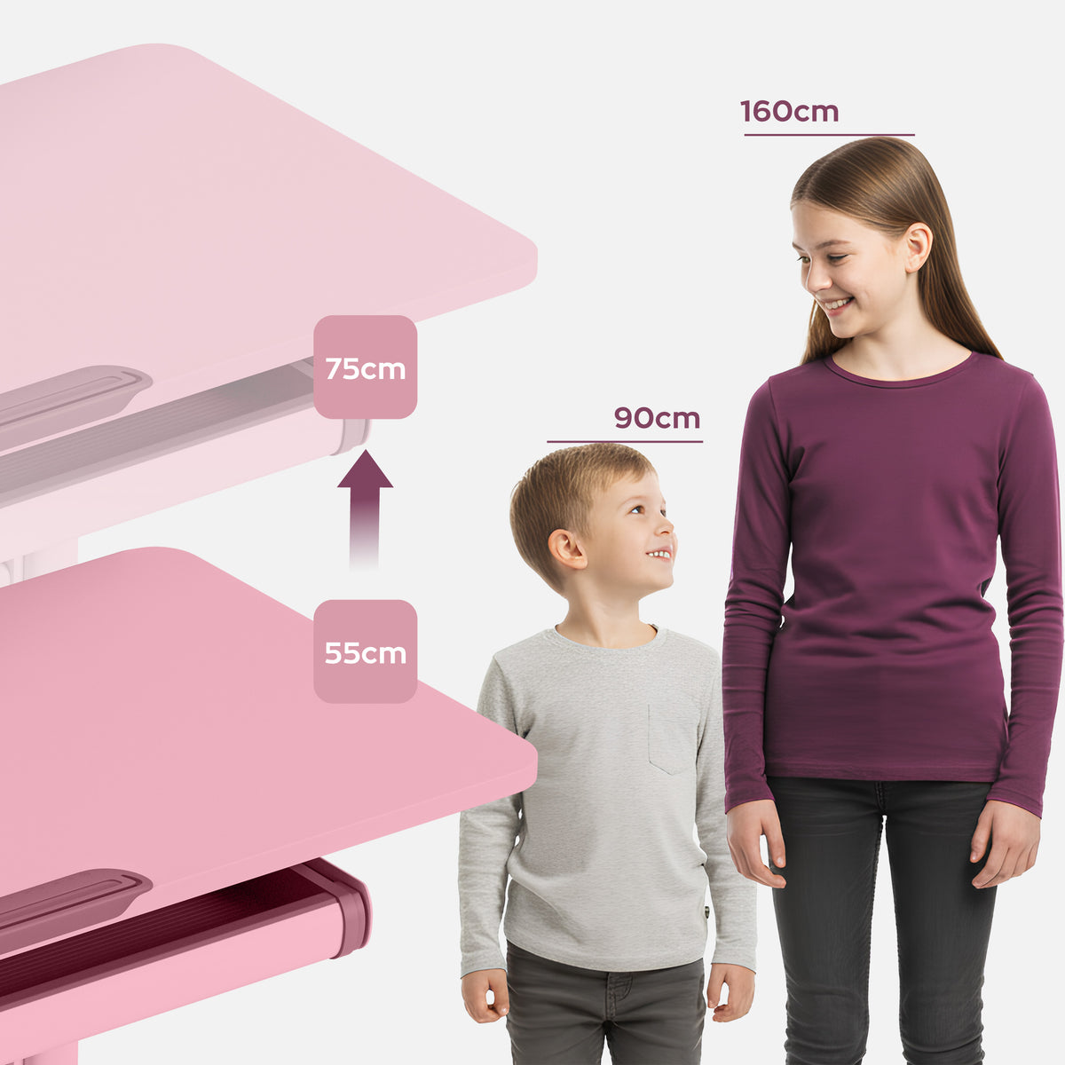 Ergonomiczne biurko dla dziecka Mark Adler Study 5.0 Pink 90 cm