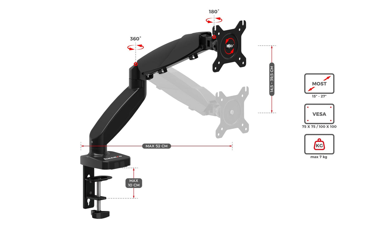 Uchwyt do monitora obrotowy HUZARO Motion 1.2
